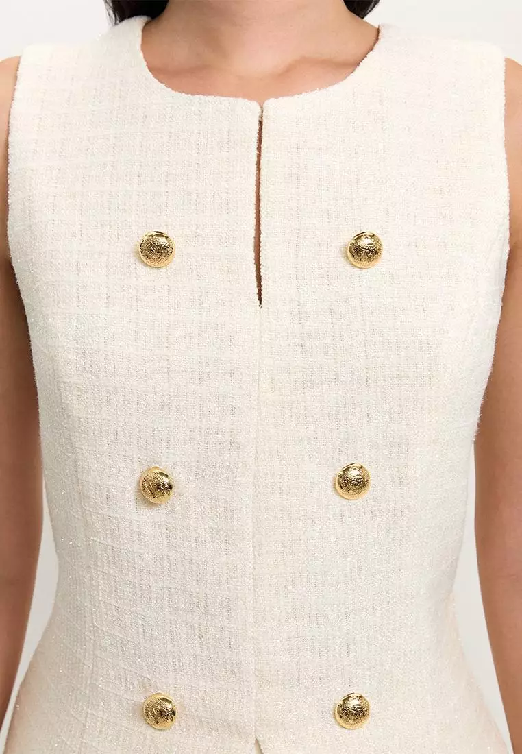Tweed Front Slit Vest