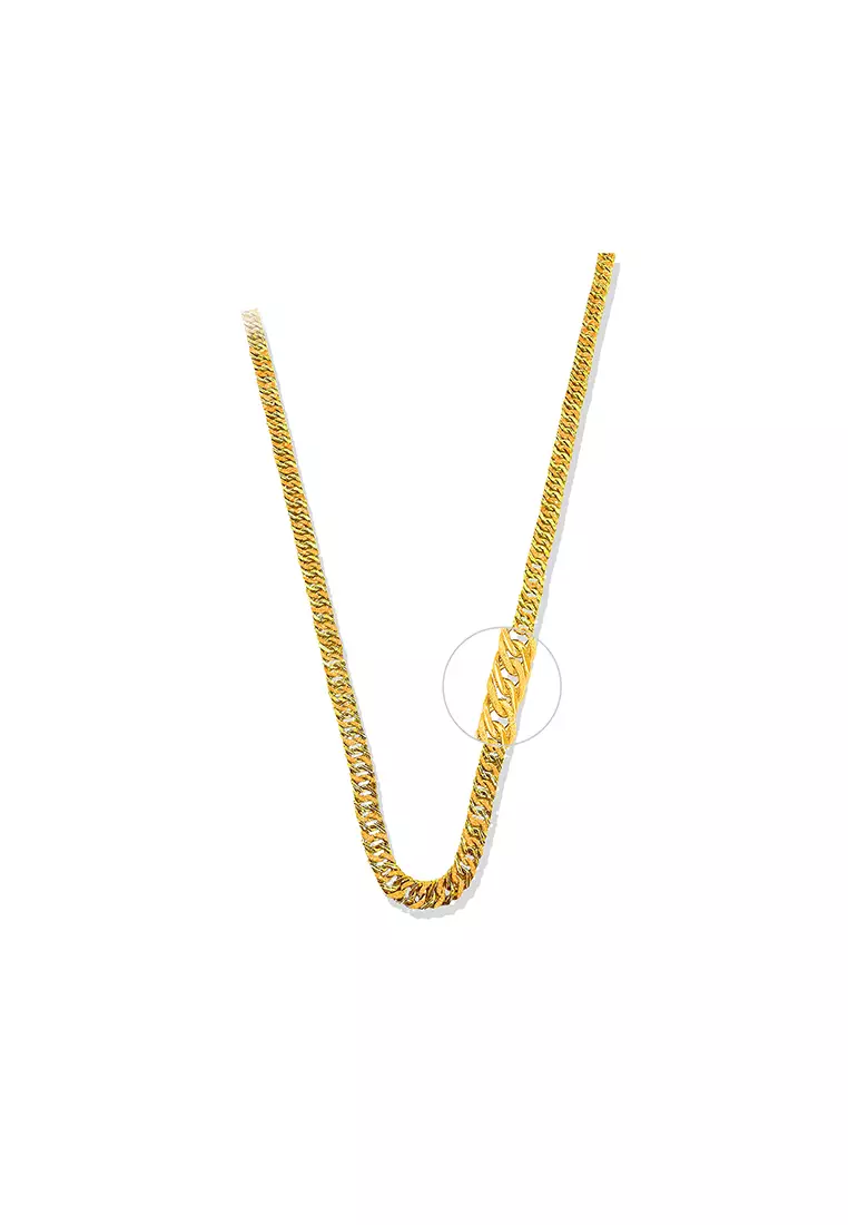 916/22K Gold Hollow Double Centipede Chain Necklace R025 (5.50MM, 52CM)