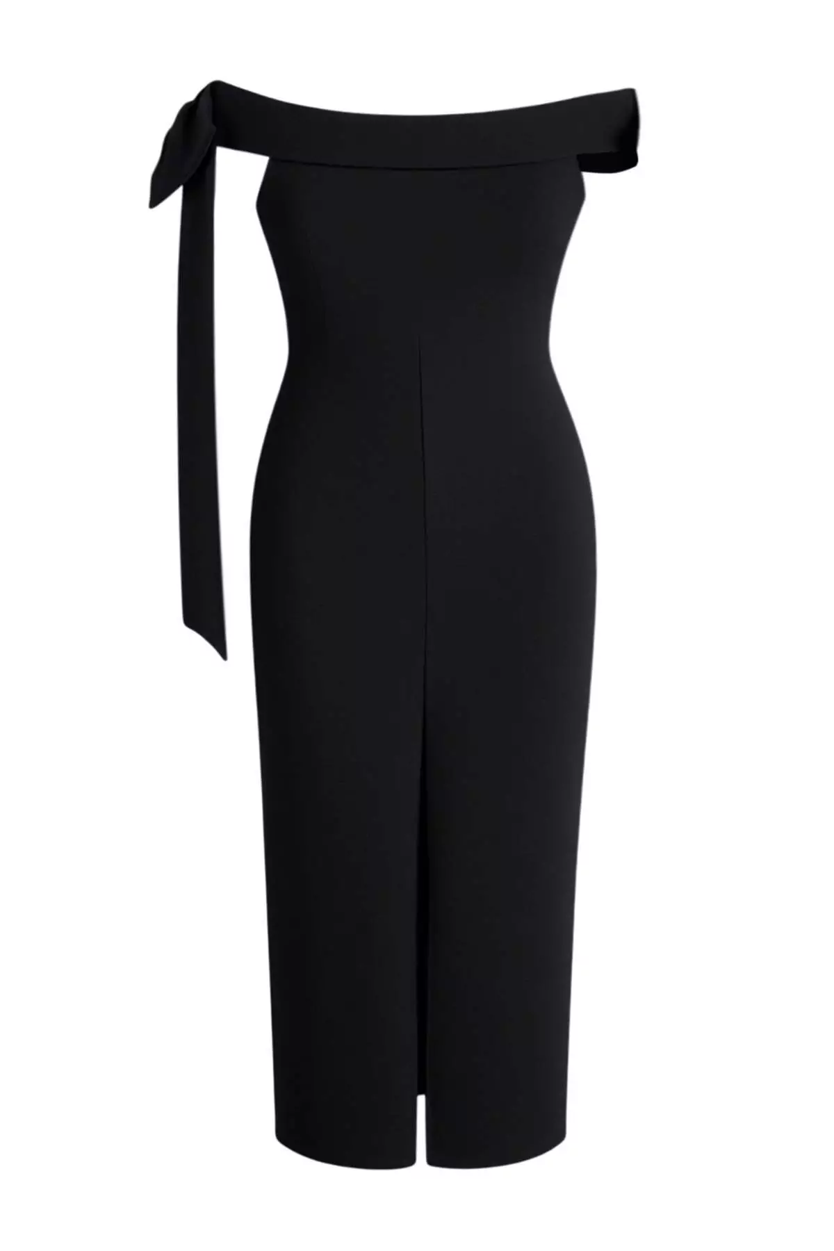 Black-White Shoulder Bow Detail Knitted Plus Size Evening Dress Night Graduation Dress Tbbss26Ah00151