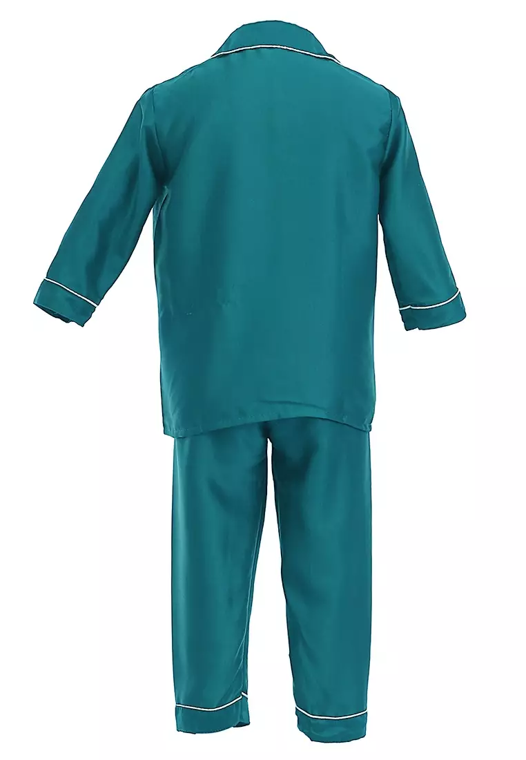 Joyce Piyama Anak Unisex Lengan Panjang Kids Pajamas Motif Polos Material Satin ORIGINAL - Tosca