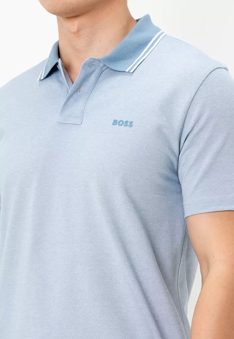 Oxford-Pique Polo Shirt - BOSS Orange