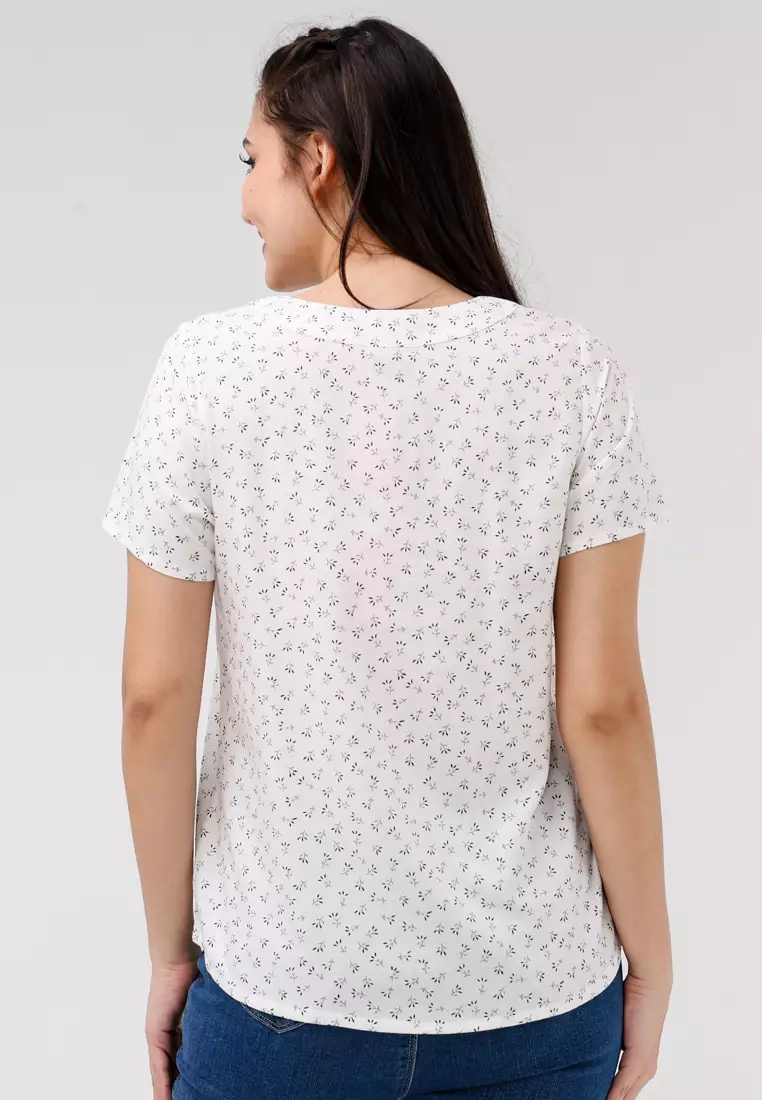 Woven Printed Rayon Short Sleeves Blouse