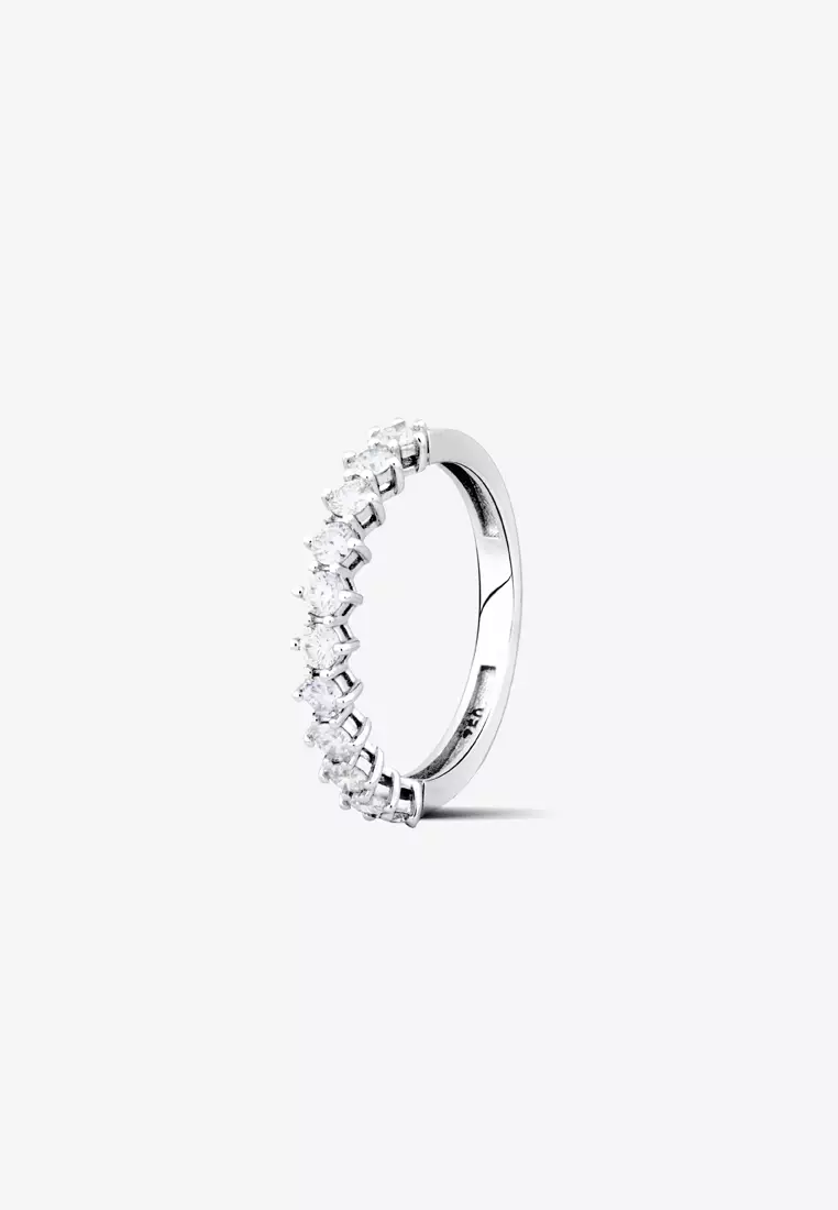 Multi-Prong Lab Grown Diamond Half-Eternity Ring in 18K White Gold