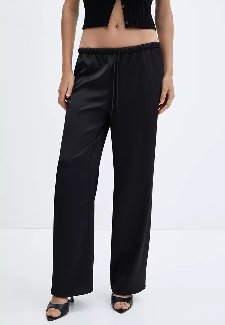 Elastic waist 2025 black trousers