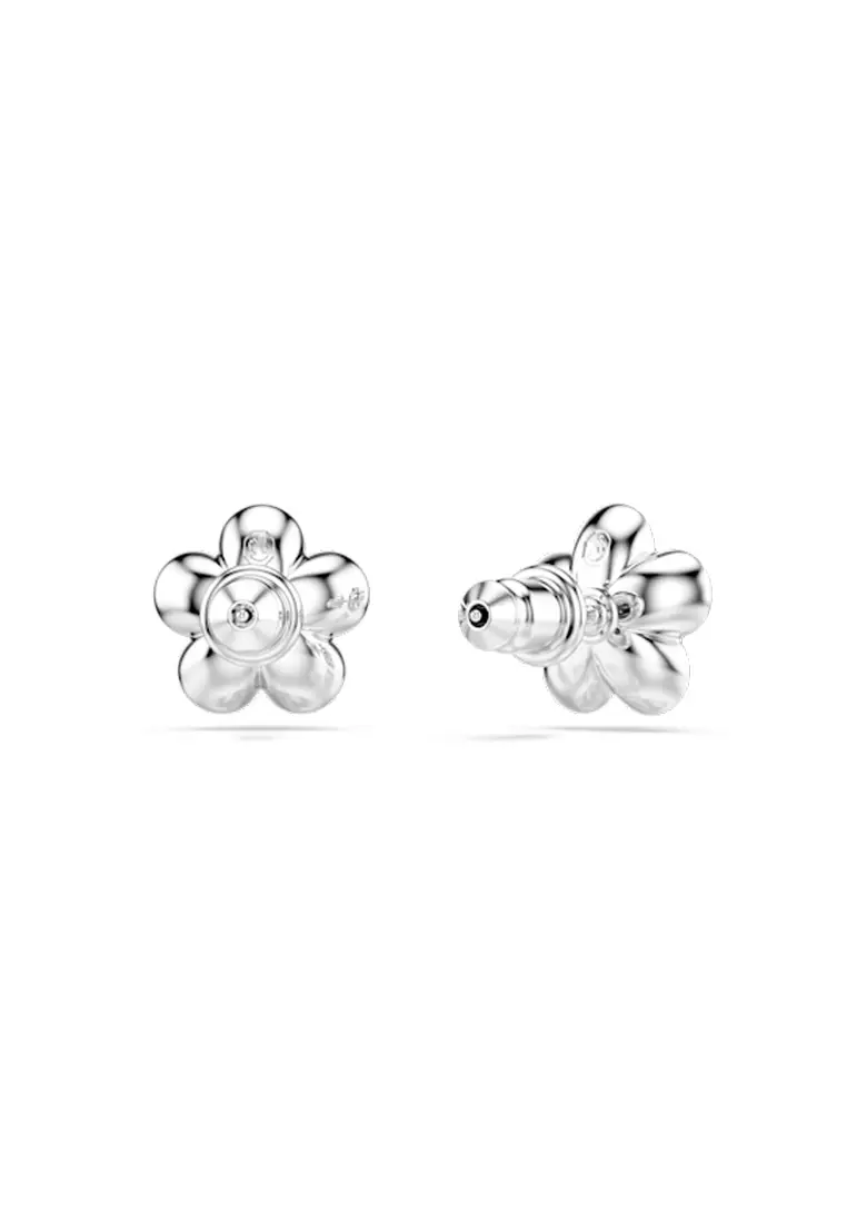 Ariana Grande x Swarovski stud earrings, Round cut, Flower, White, Rhodium plated