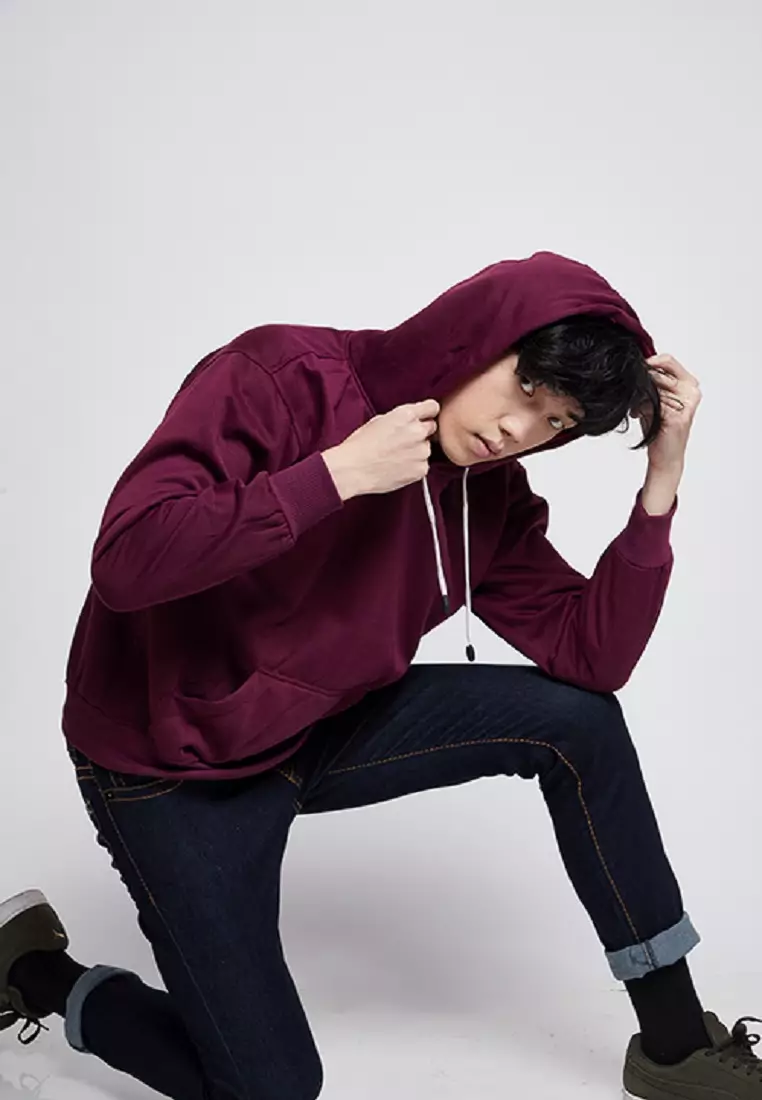 Jaket Polos Jumper Hoodie Sweater Warna Burgundy