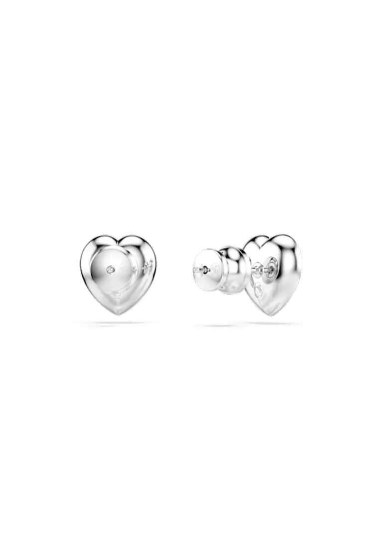 Ariana Grande X Swarovski Stud Earrings, Mixed Cuts, Heart, White, Rhodium Plated