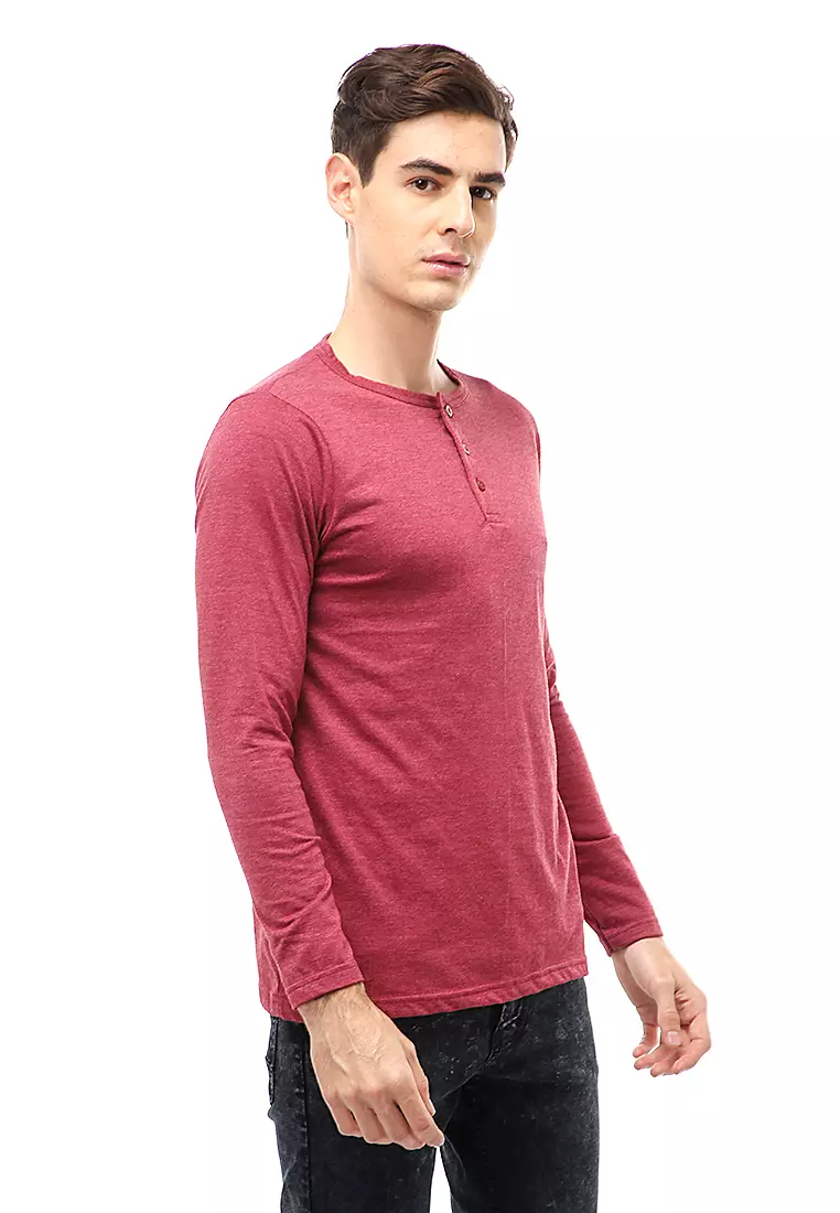 Jack T-Shirt Atasan Kasual Pria Model Kancing Plain Design Lengan Panjang Material Cotton ORIGINAL