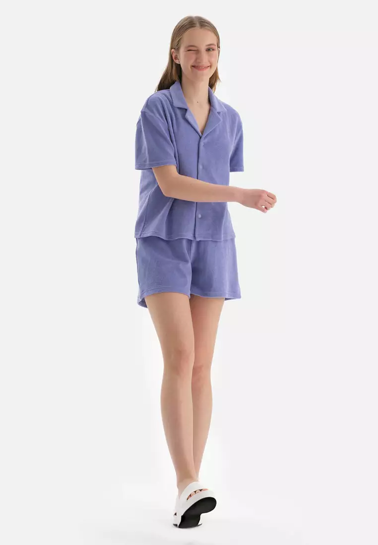 Lilac Shirts, Missoni, Shirt Collar, Short Sleeve Beachwear for Women