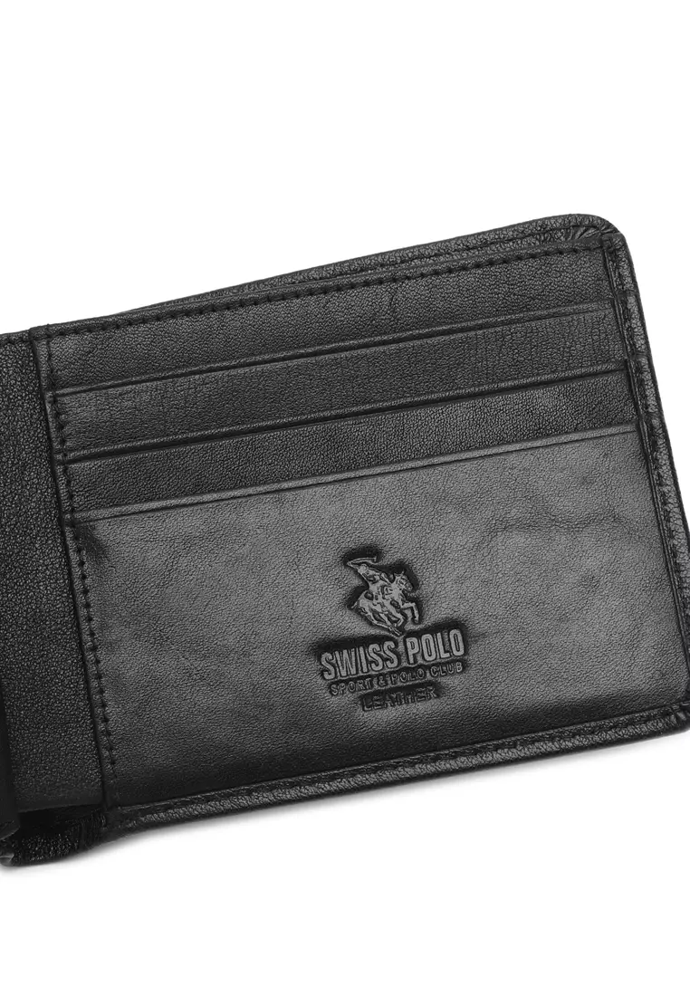 Genuine Leather RFID Short Wallet - Black