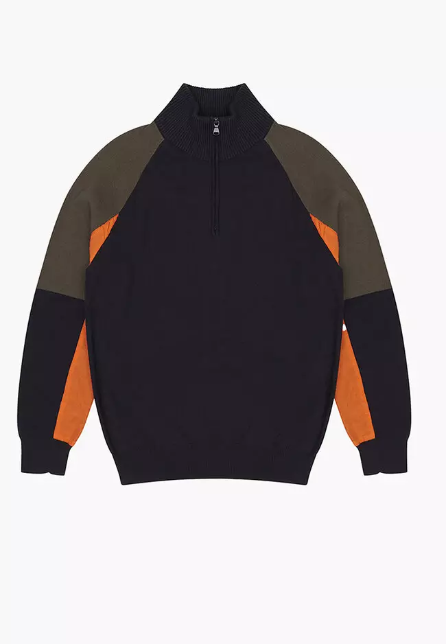 Color-Block Hybrid Half-Zip Jacket