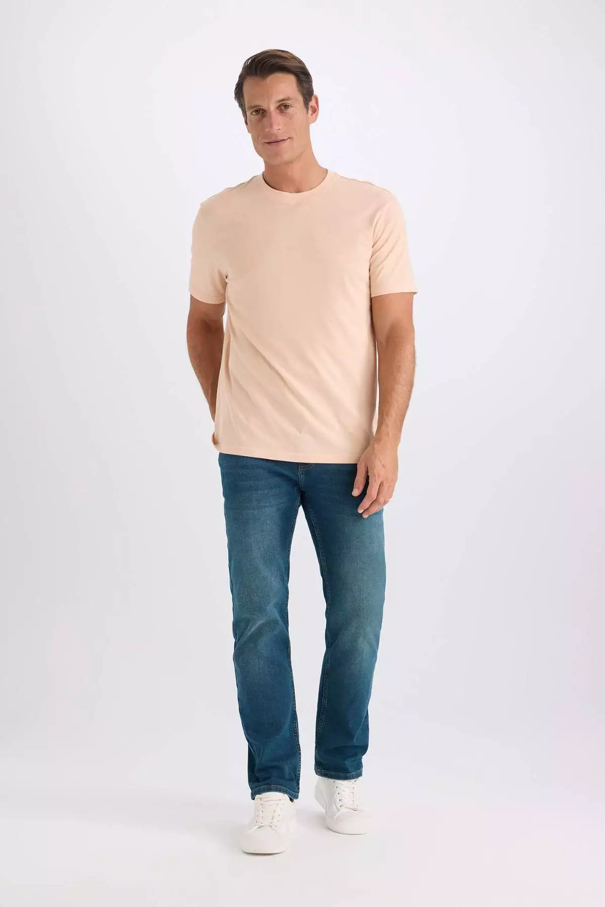 100% Cotton New Regular Fit Crew Neck Basic Plain Short Sleeve T-Shirt V7699Az25Sp