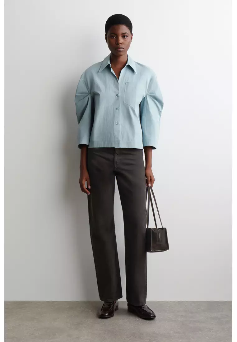 CURVED-SLEEVE COTTON SHIRT