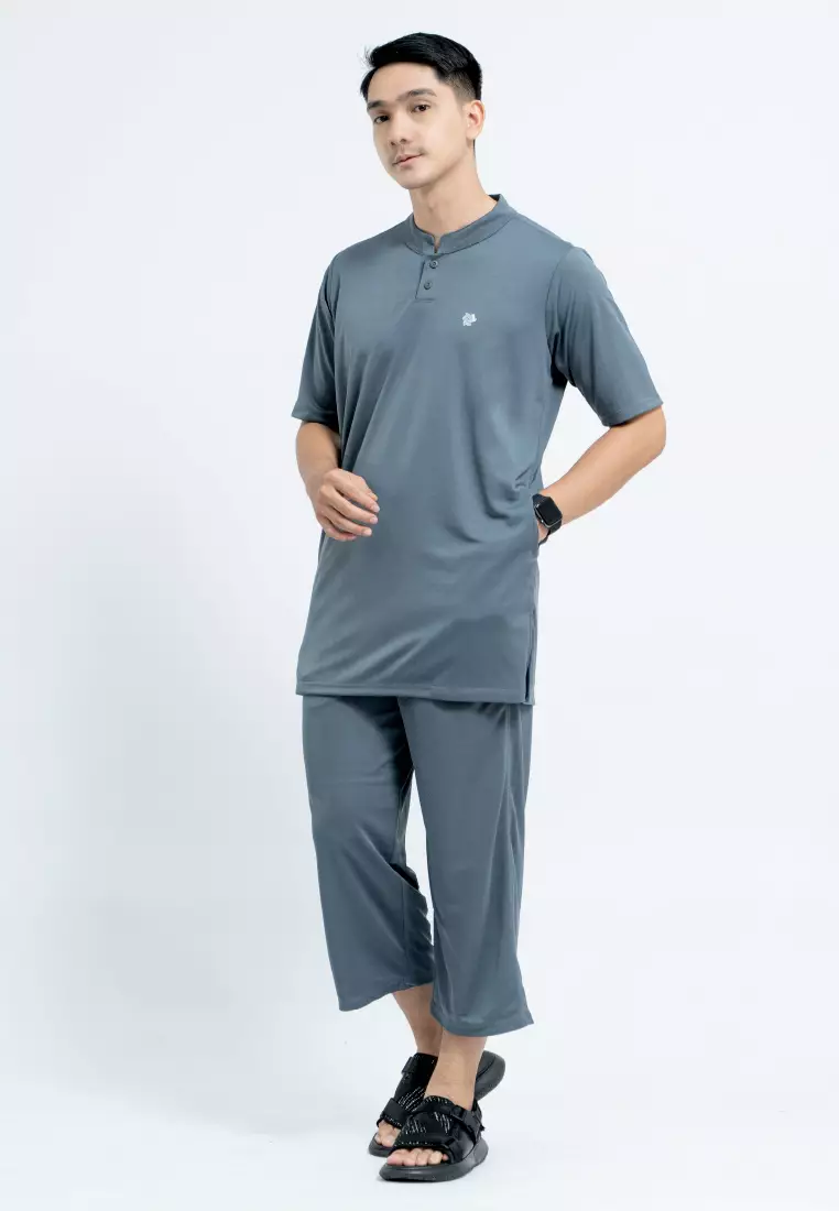Tiento Naufal Baju Koko 3in1 Kurta Pria Dewasa Muslim Kerah Ciangi Casual Kerja Dry Fit Olahraga Ibadah Salat Lengan Pendek Ramadhan
