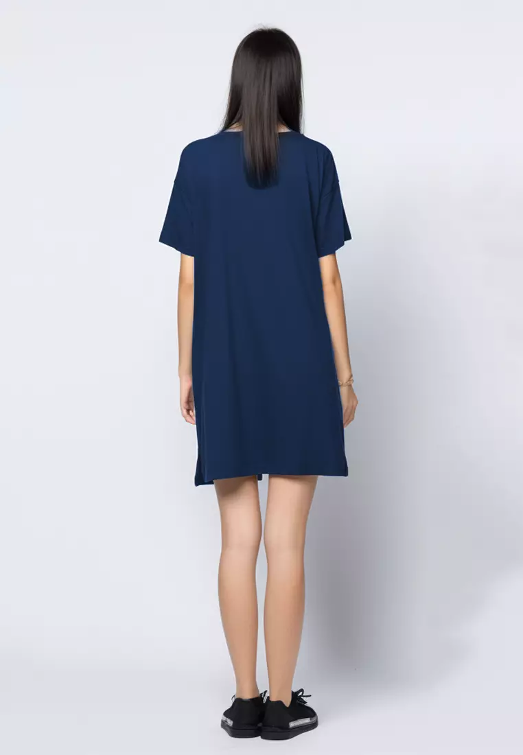 LTC04 Dress Kaos Casual Simple Does It Katakana Ladies Navy
