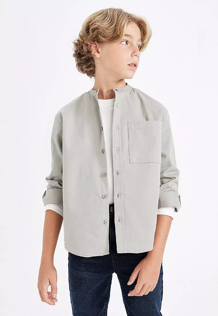 Cotton Stand Collar Overshirt