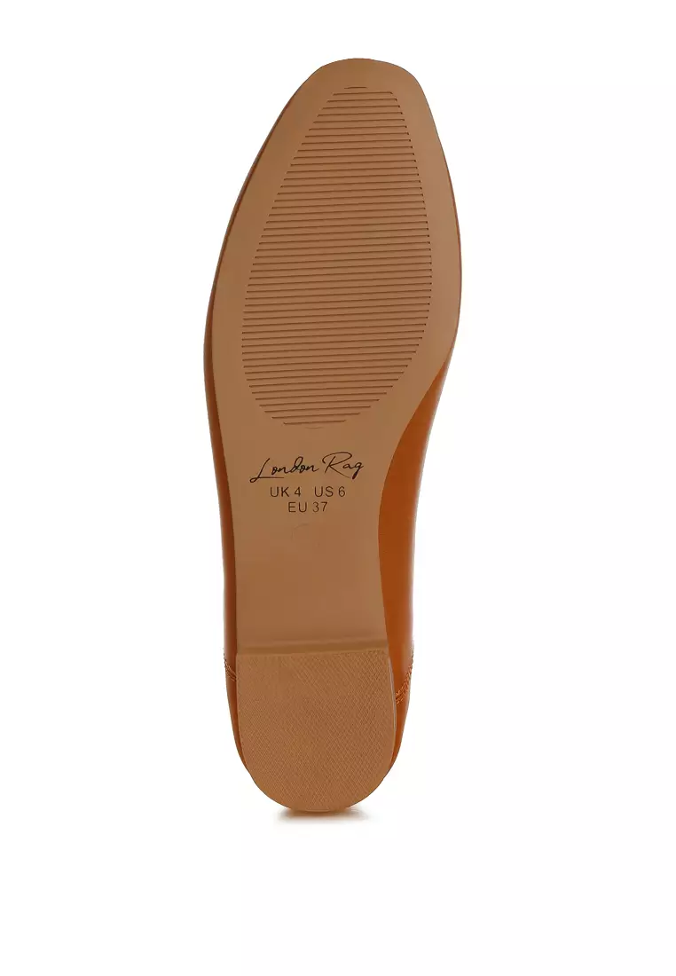 Faux Leather Casual Ballerinas in Tan