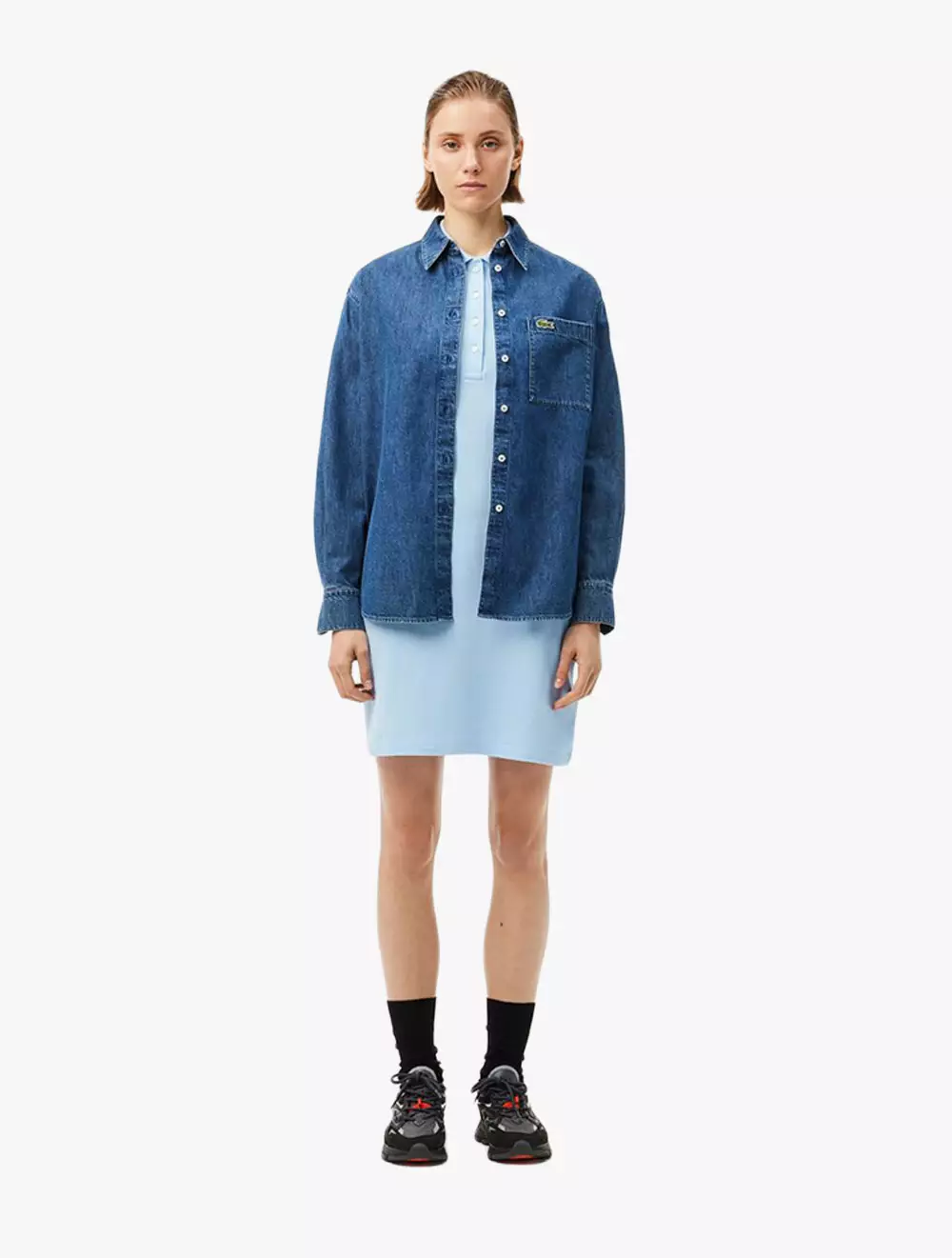 Stretch Piqué Polo Dress - Blue