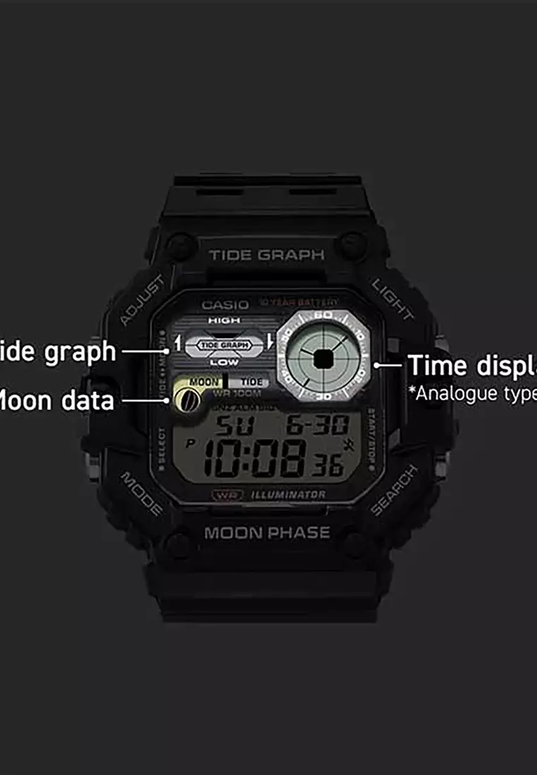 Men's Digital Watch WS-1700H-5A Army Green Resin Strap Sport Watch