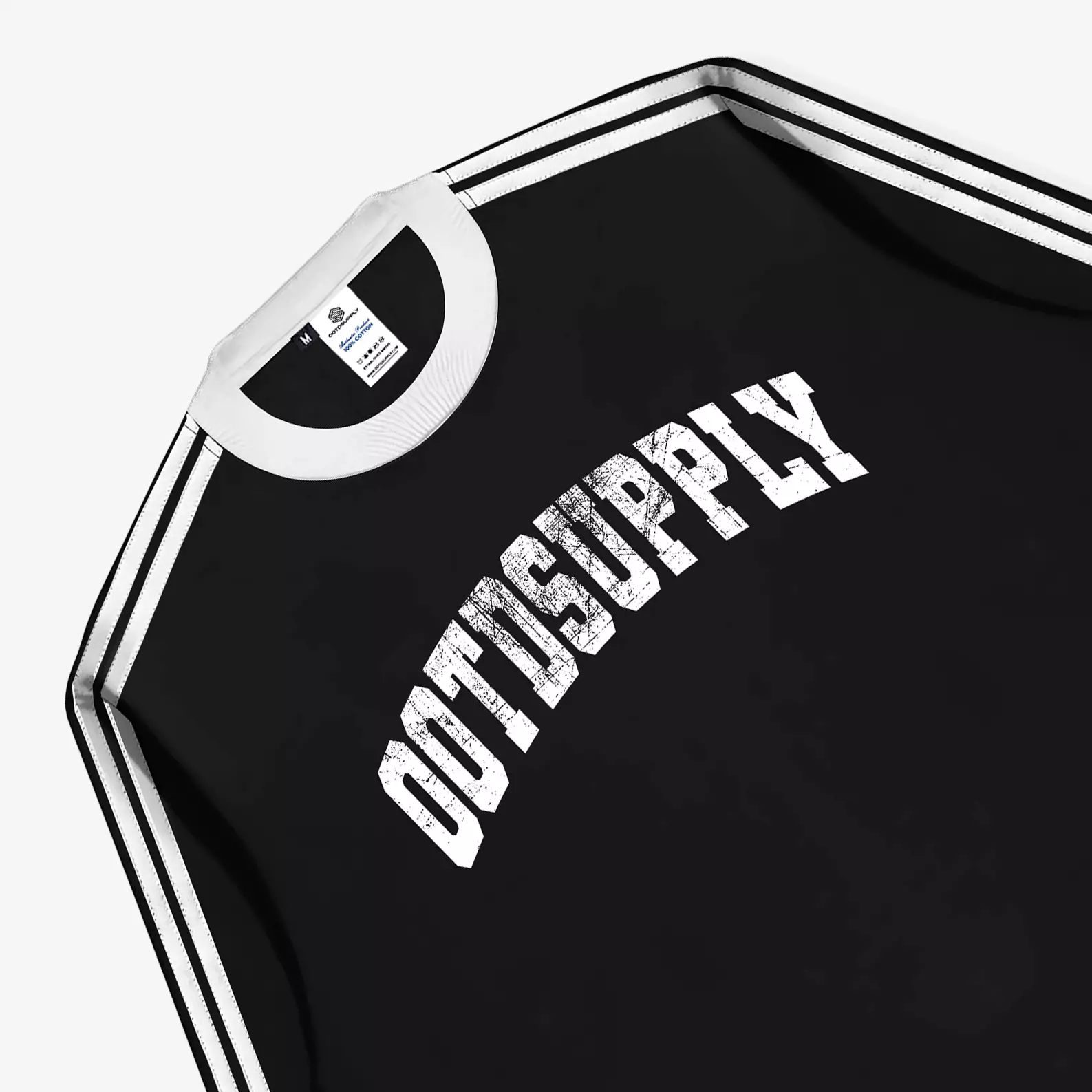 OOTDSUPPLY Longsleeve Boxy Double Stripe Iconic 23 Black & Dark Army l Oversize T-Shirt Lengan Panjang l Kaos Kerah I Kaos Stripe | LSBX003