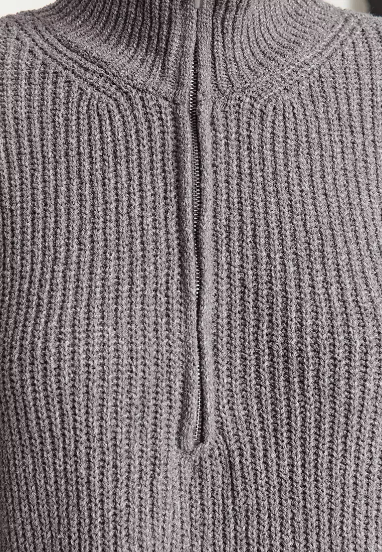 Gray More Sustainable Wide Fit Knitwear Sweater Twoaw24Kz01119