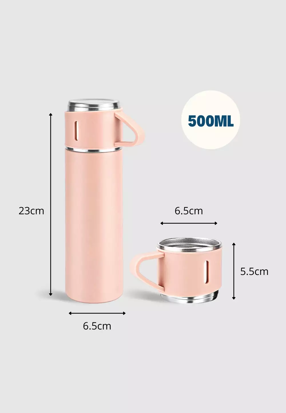 Wakakids Botol Minum Termos Cangkir Set Vacuum Flask Gift Set Hampers Tumbler Stainless Steel Panas Dingin 500ML 4In1 Venhs Hijau