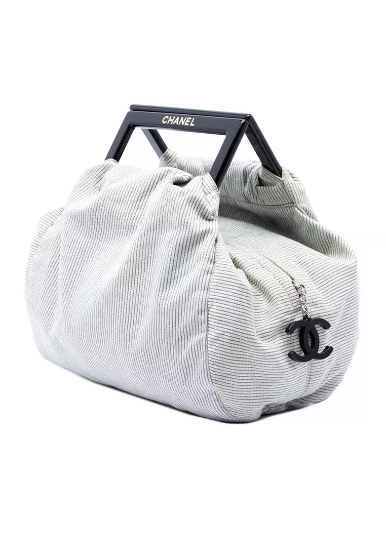 Pre-Loved Chanel Striped Canvas Coco Paris Handbag