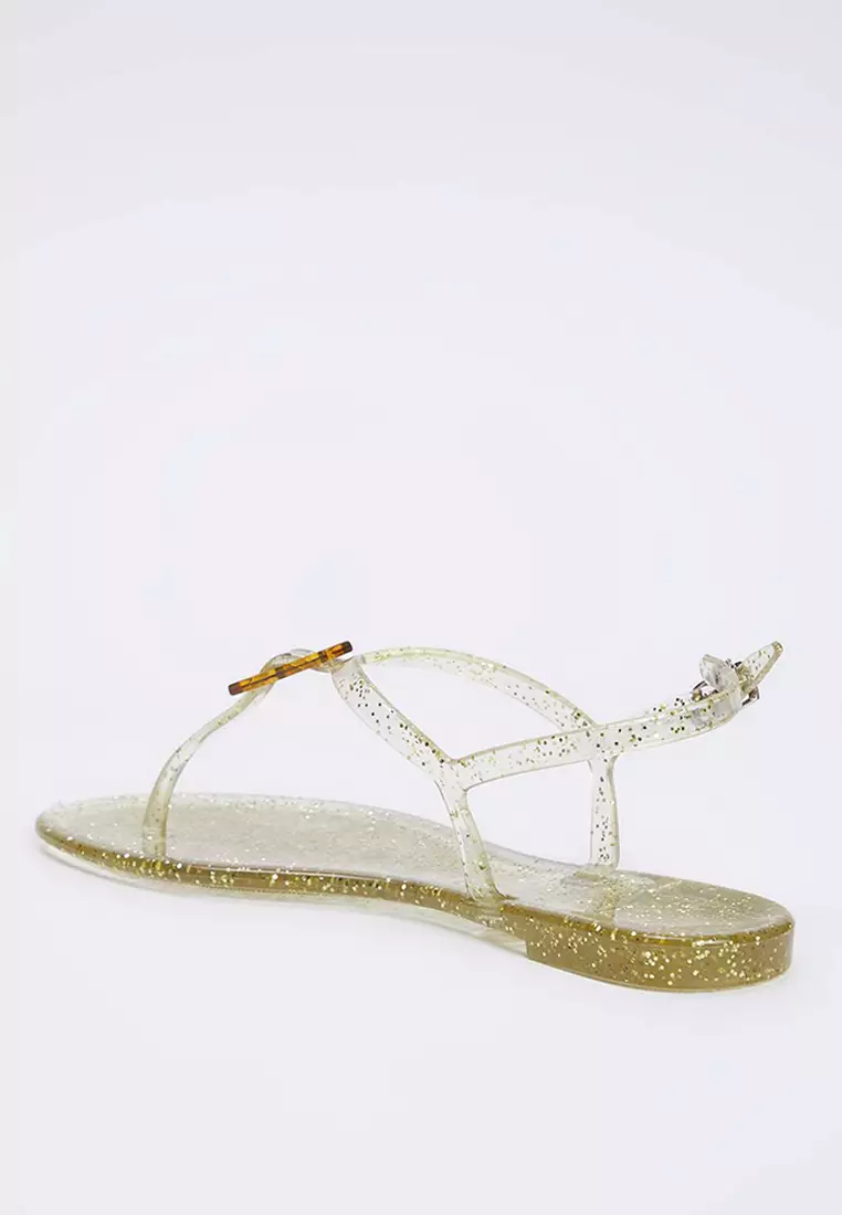 Gold Jelly Flip Flops Women's Sandals Takss25Sd00065