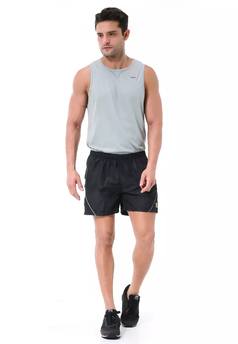 Halburt Celana Pendek Olahraga Pria Short Pants Kasual Simple Material Parasut ORIGINAL - Black Silver