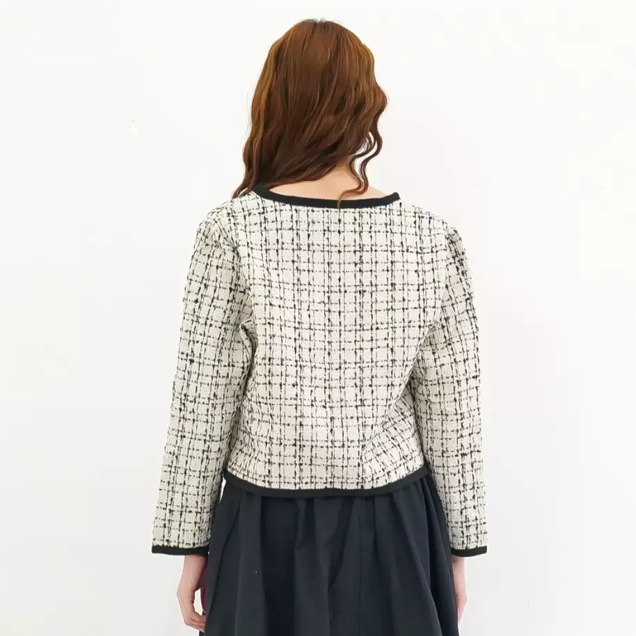 Clarisse Tweed Cardigan in White