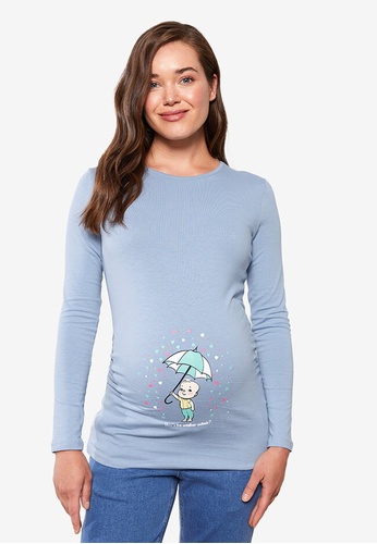 LC WAIKIKI blue Maternity Long Sleeves Cotton T-Shirt CF605AA2CE5501GS_1