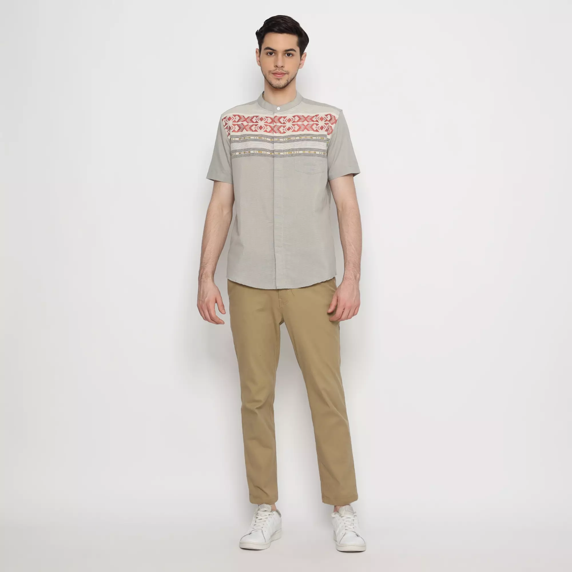 Platini Kemeja Koko Pria Lengan Pendek Katun Abu 931140