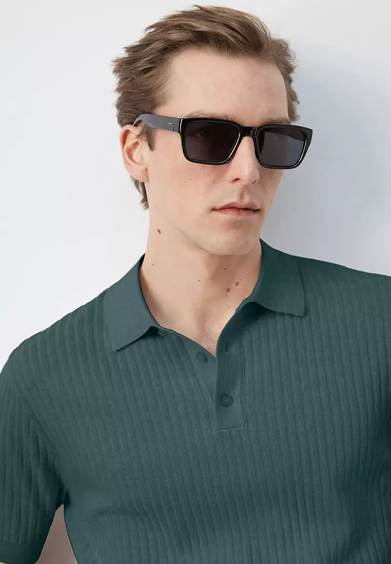 Rib-Knit Cotton-Blend Polo Shirt