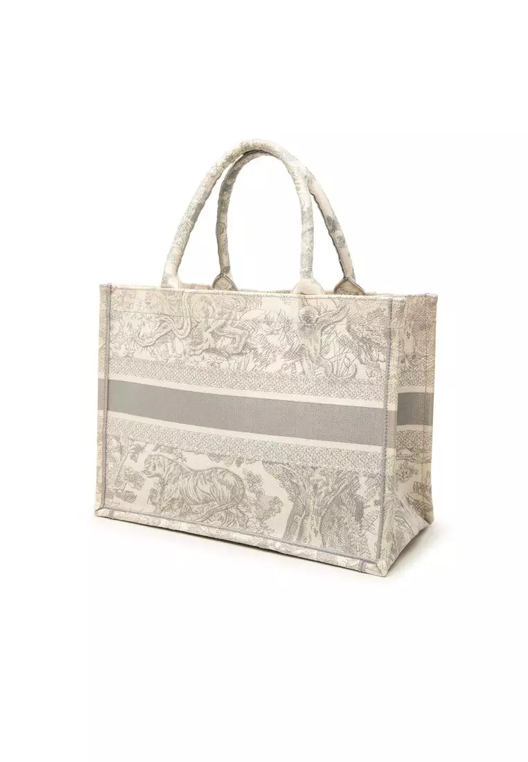 Pre-Loved Dior Medium Canvas Embroidered Dioriviera Toile De Jouy Book Tote