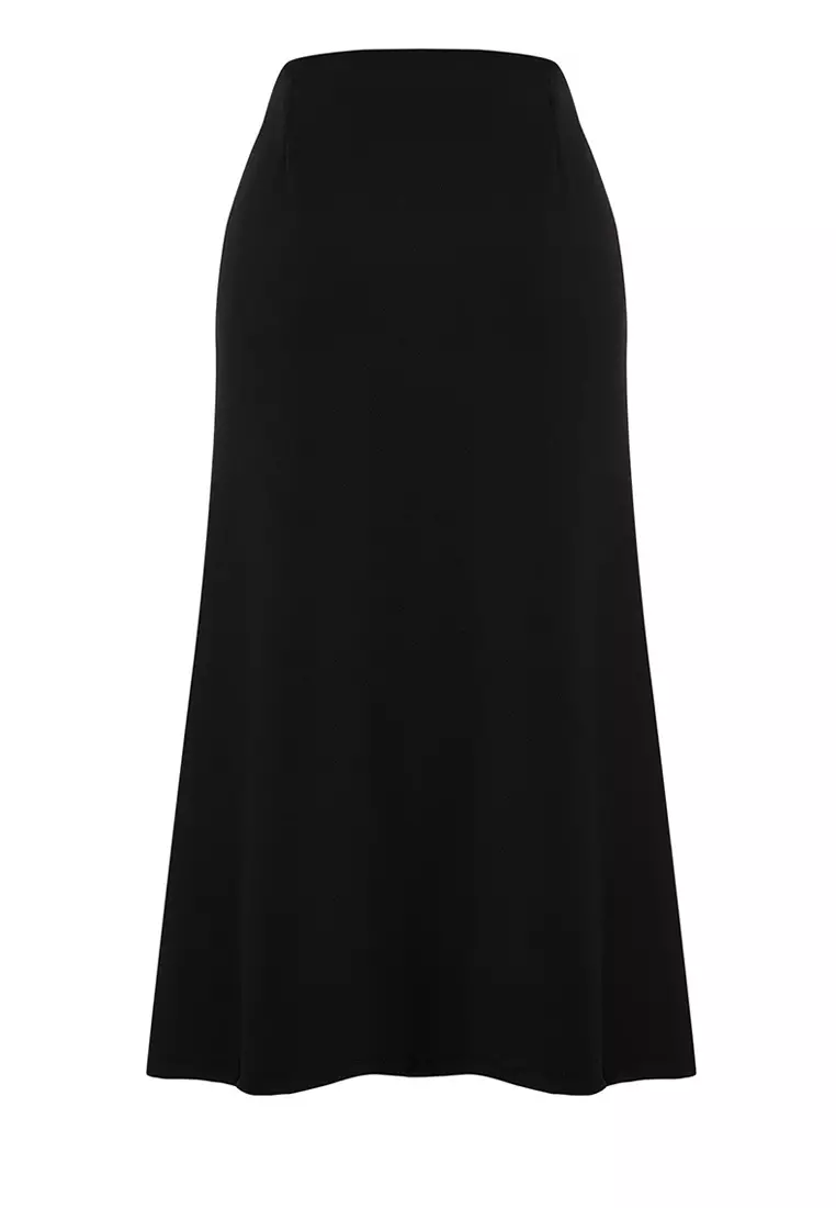 Asymmetrical Buttoned Midi Skirt