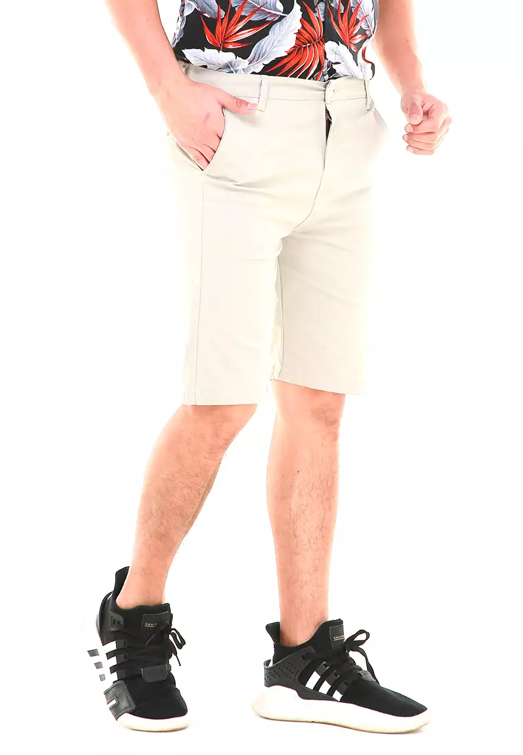 Rishham Celana Pendek Chino Pria Premium Stylish Casual Short Pants Material Cotton ORIGINAL - Cream