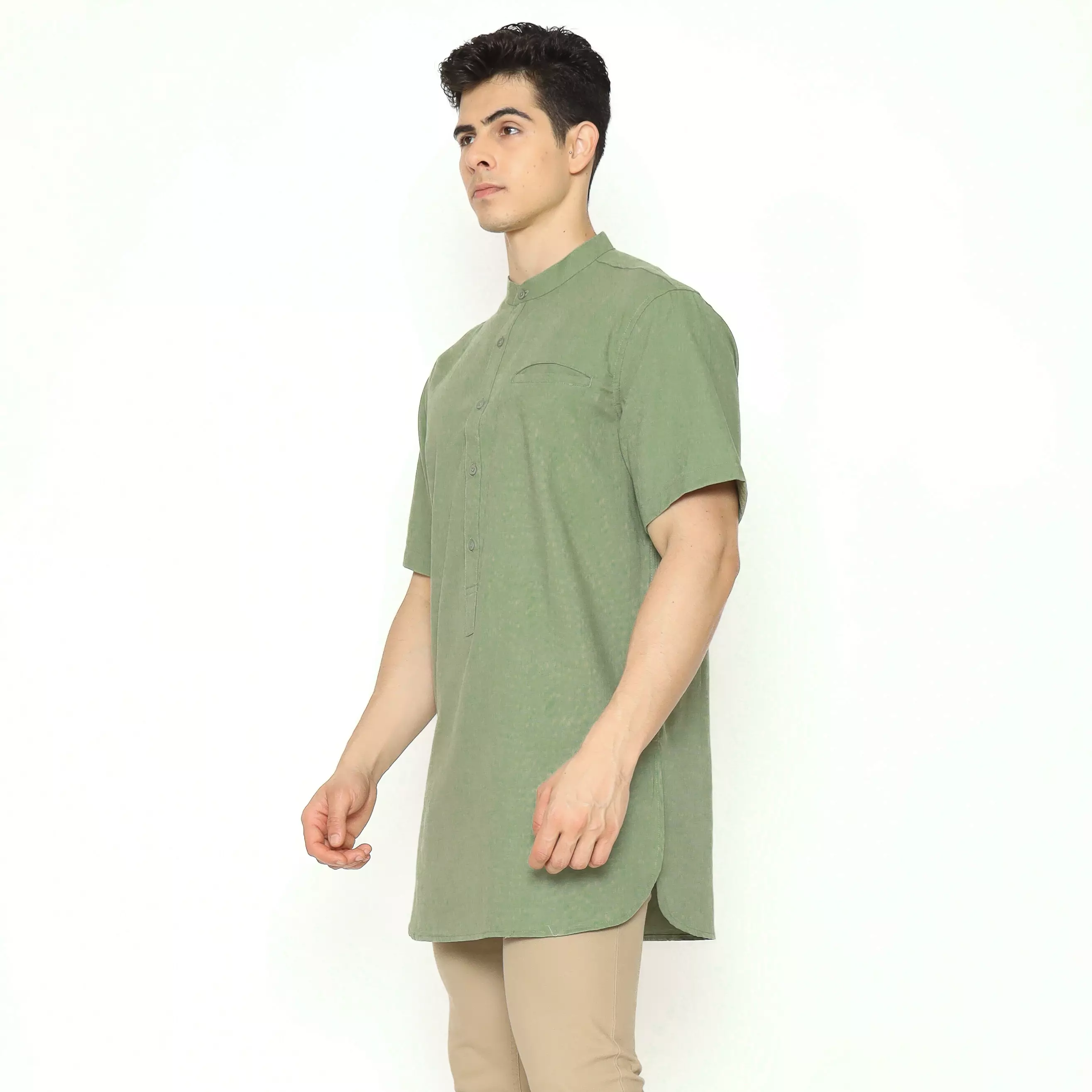 AMK Kemeja Koko Kurta Pria Lengan Pendek KK Nahawand S/s Sage Green