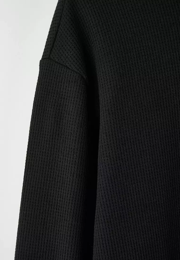 Black Oversize Polo Neck Plain Polo Neck T-Shirt/Sweatshirt