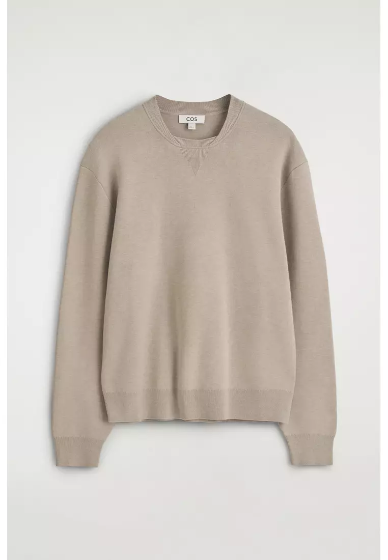DOUBLE-FACED BOMBER-NECK KNITTED JUMPER