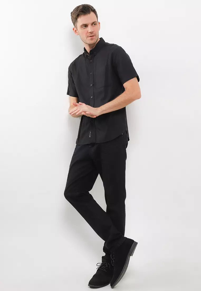 TRIPLE Kemeja Flanel Lengan Panjang Slim Fit (SS 541) Black