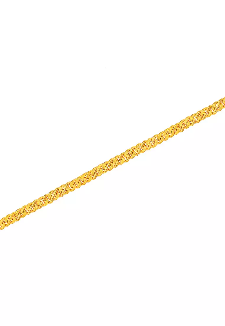 916/22K Gold Hollow Sand Curb Necklace R012 (5.10MM, 52CM)