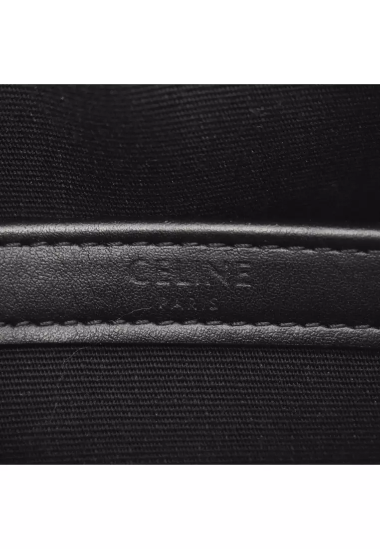 Pre-Loved Celine Triomphe Medium Messenger bag Shoulder bag PVC leather Dark brown black