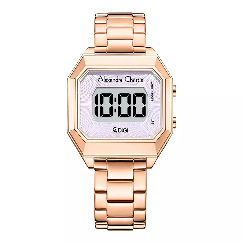 Jam Tangan Wanita Alexandre Christie Digi AC 9395 LH BRGPU Digital Dial Rose Gold Stainless Steel Strap