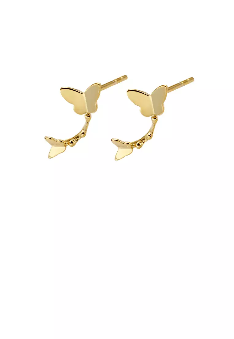 Gold butterfly top earrings studs