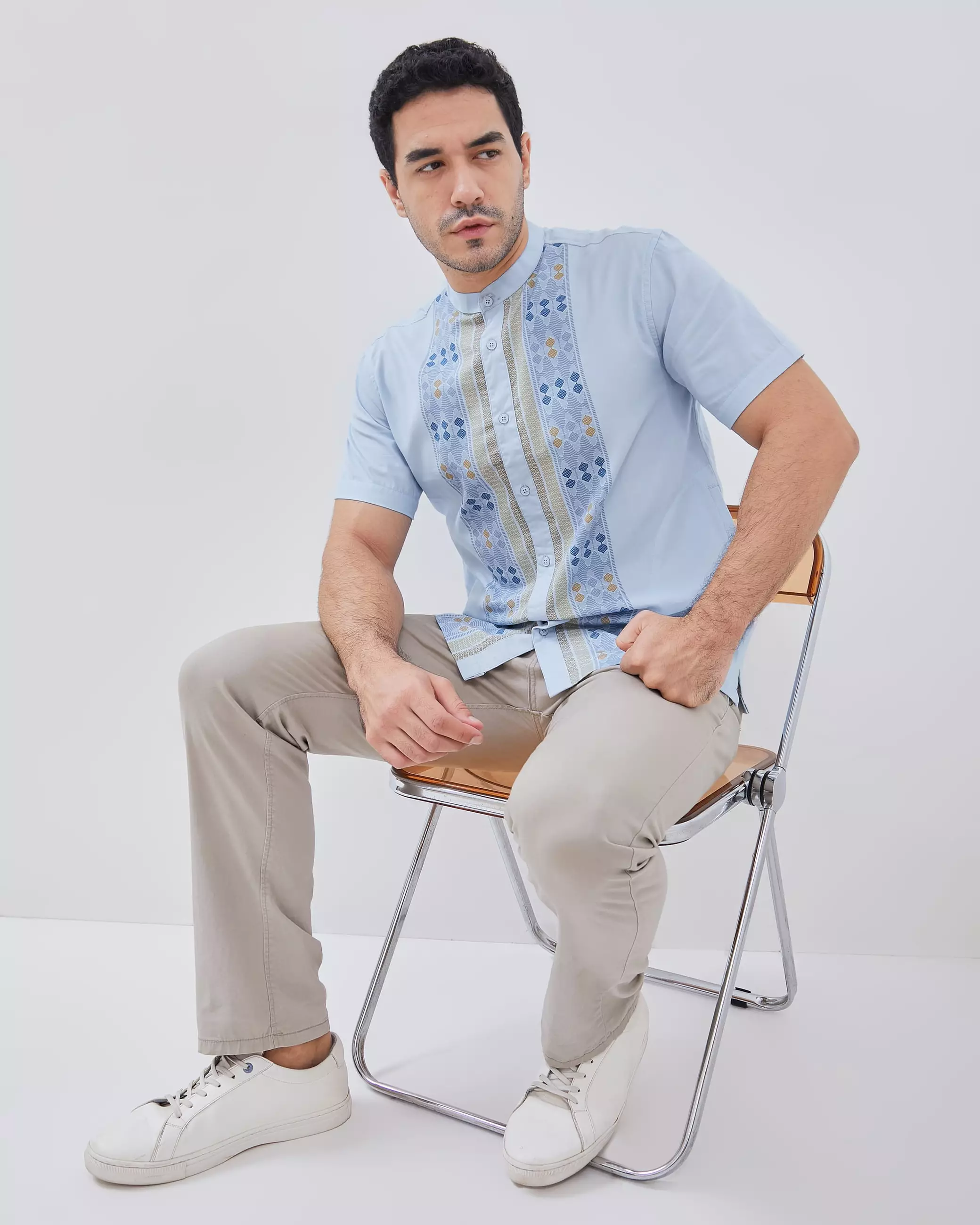 AMK Kemeja Koko Pria Lengan Pendek KK Rashad S/s Light Blue