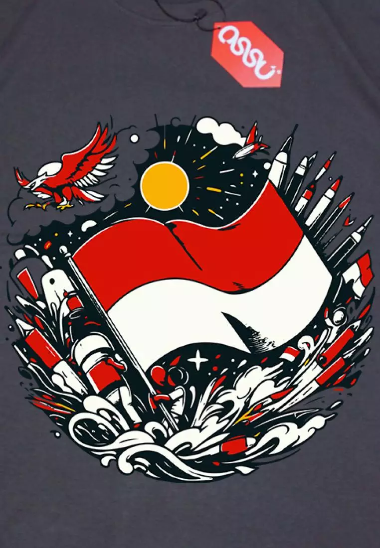 OSSU Indonesia Flag Grey Tshirt