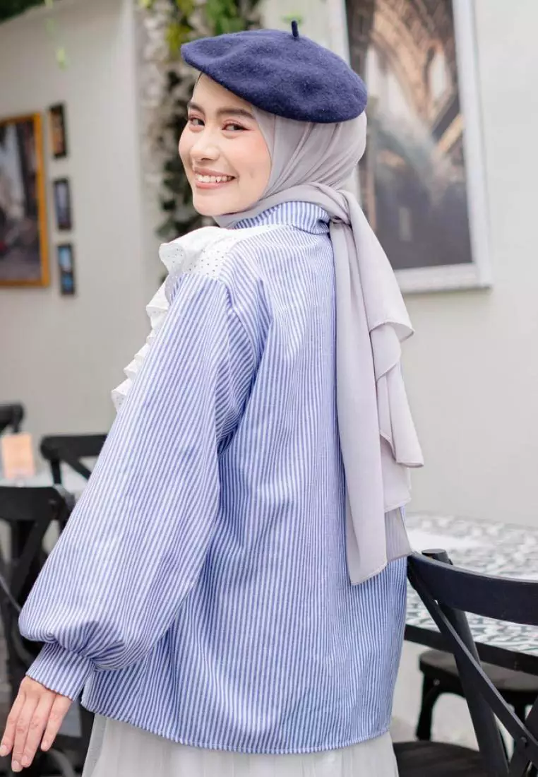 Kairi Kemeja Ruffle - Blue M18579 R41S2