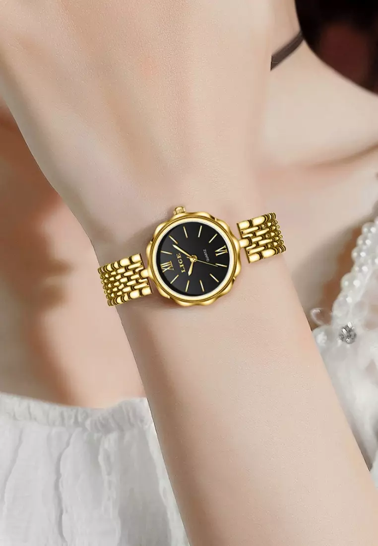 Ladies IP Gold Stainless Steel Quartz Watch, Stainless Steel Bracelet