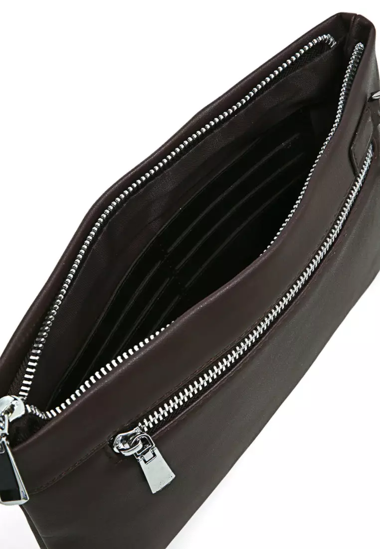 Konomo Tas Genggam Dompet Clutch Bag Pria & Wanita Size Small Handmade Material Leather Kulit ORIGINAL - Brown