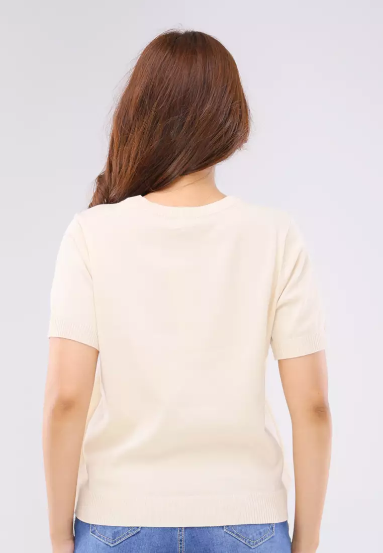 Knitted Textured Short Sleeves Top